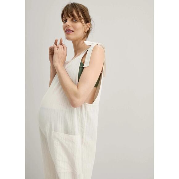 Hatch Maternity Jumpsuit Cream Striped Sz Small Minimalist - Picture 1 of 7